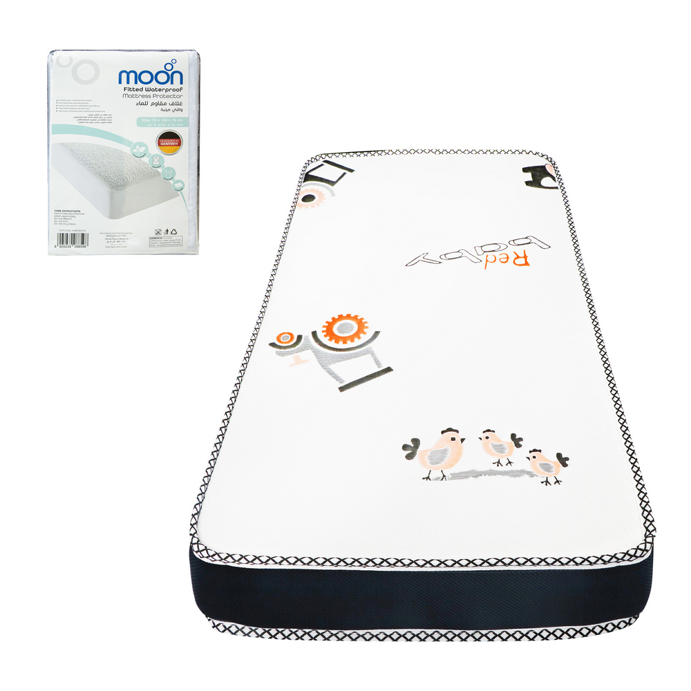 Moon Crib Mattress with Mattress Protector 60 x 120 x 10 cm