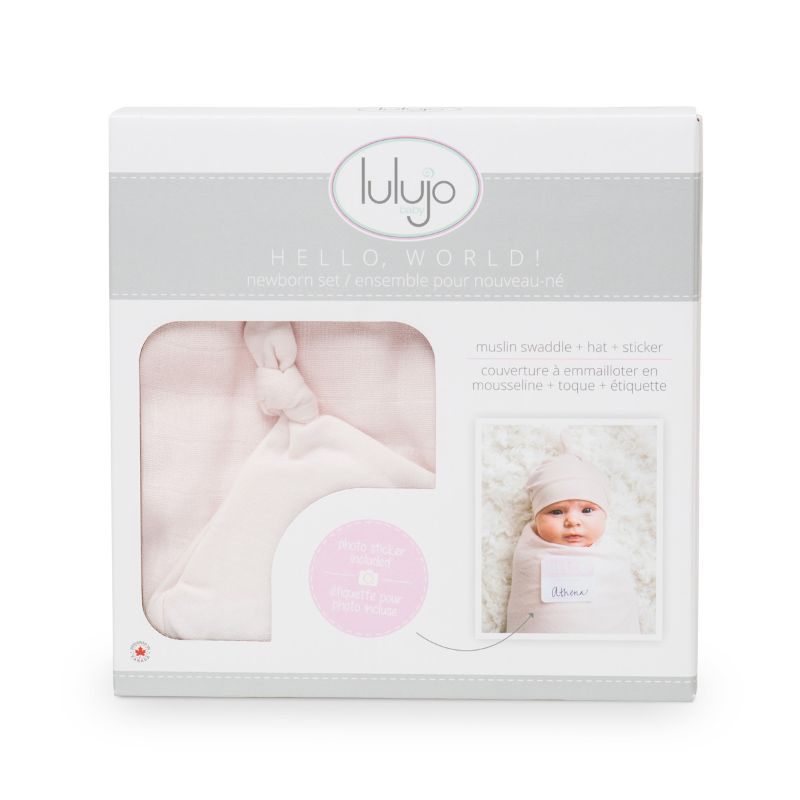 Lulujo - Bamboo Hat & Swaddle Blanket - Pink