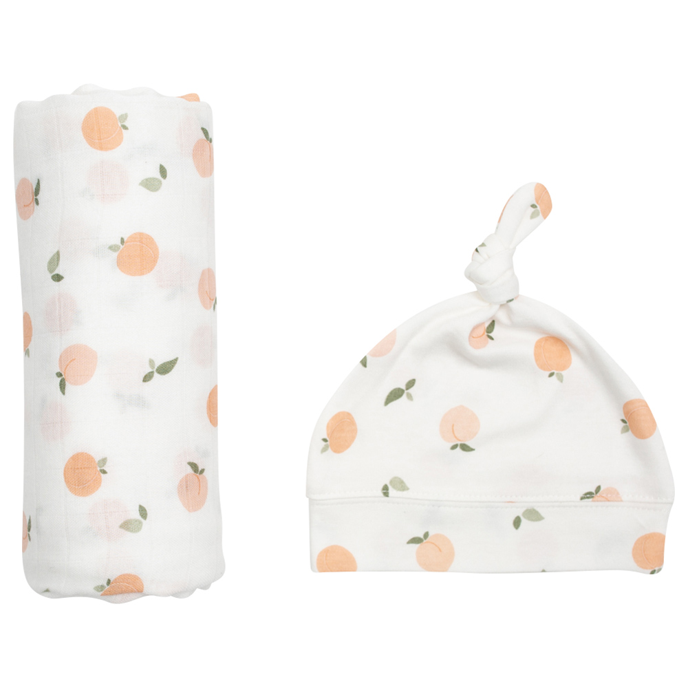 Lulujo - Hello World Swaddle & Hat Set - Peaches