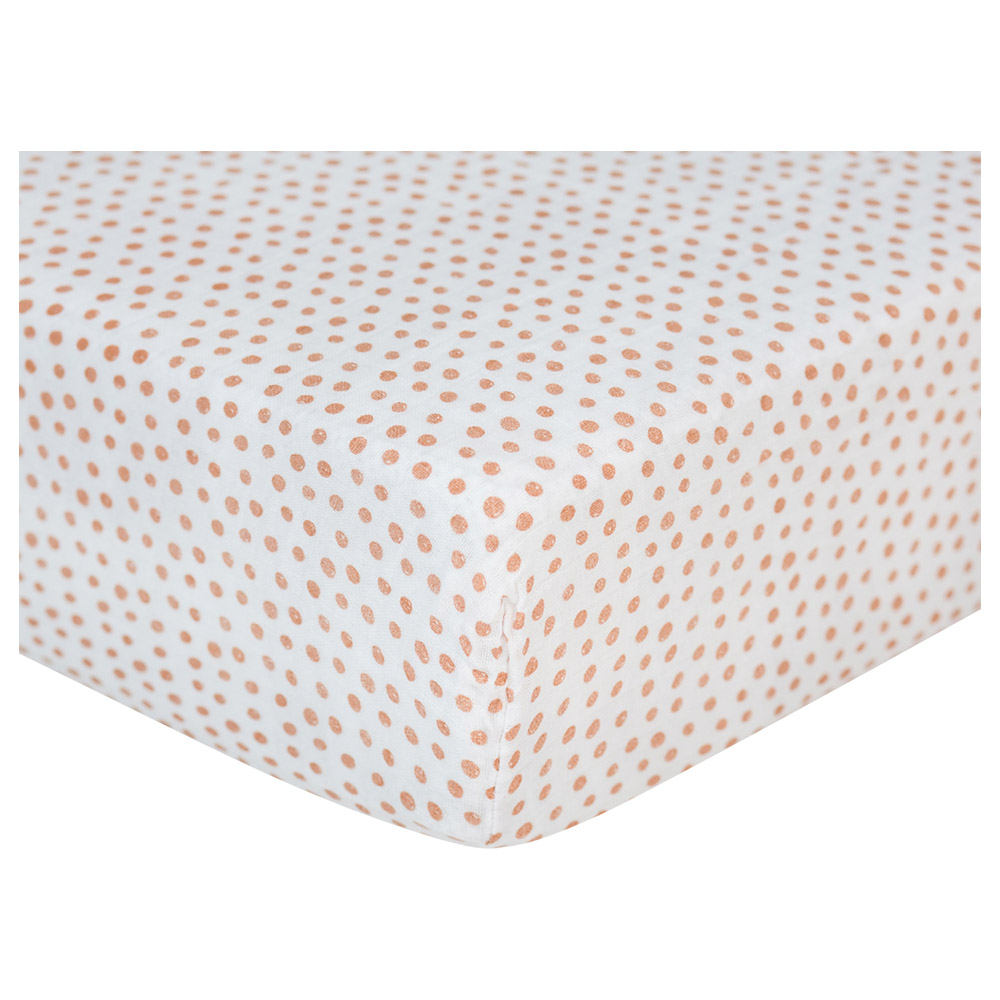 Lulujo Muslin Crib Sheet 135 x 70 cm - Dots