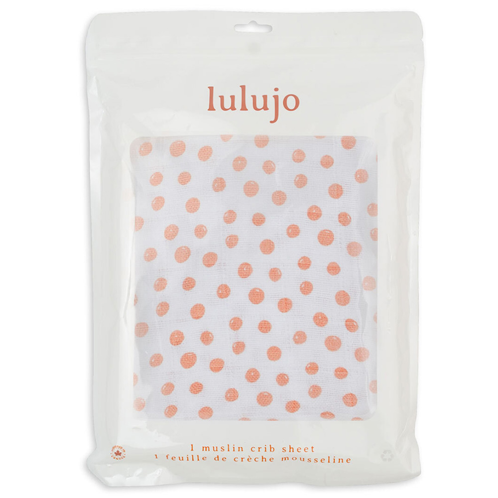 Lulujo Muslin Crib Sheet 135 x 70 cm - Dots