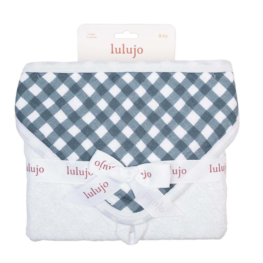 Lulujo - Hooded Towel - Navy Gingham