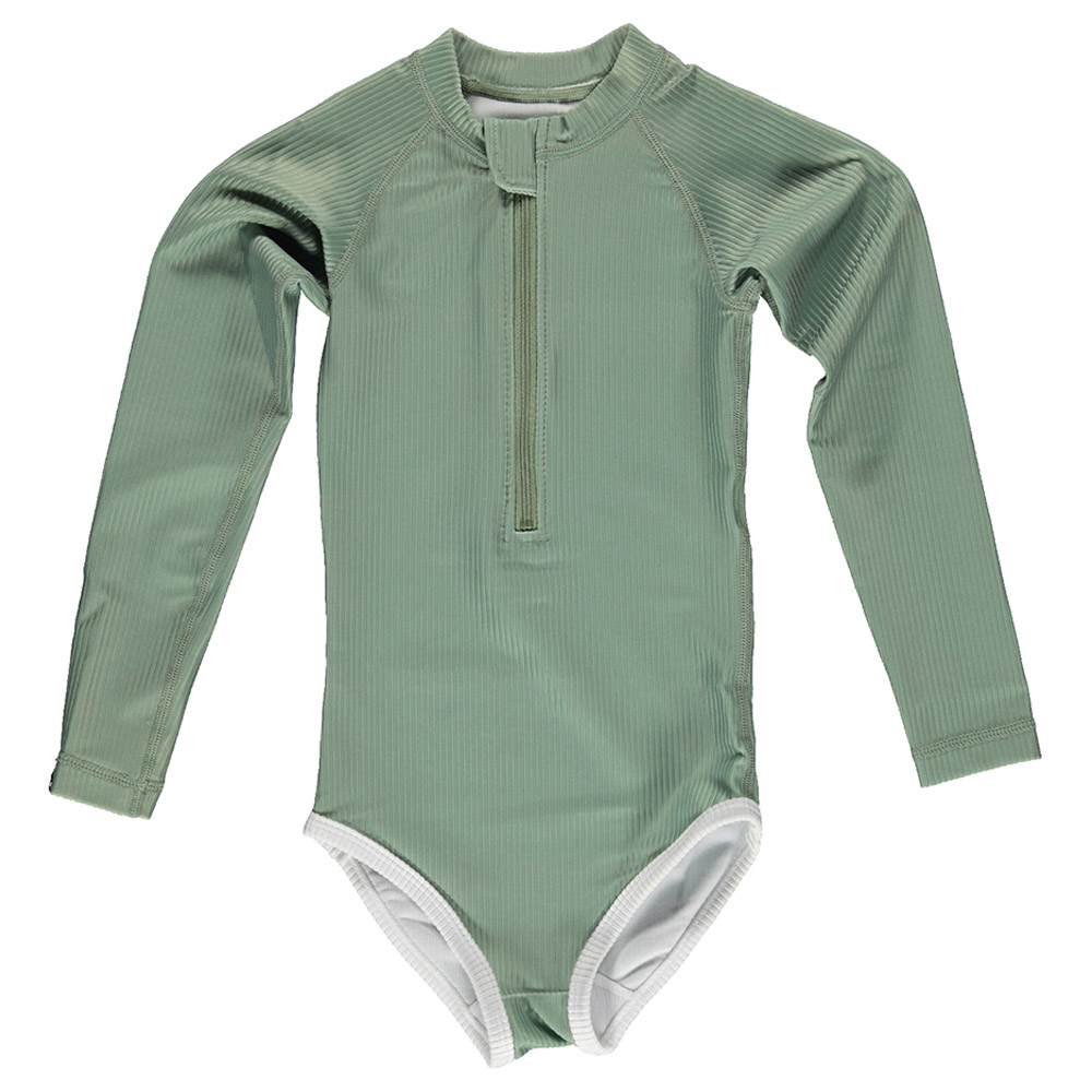 Beach & Bandits Girls' Basil Ribbed Swimsuit - Green
