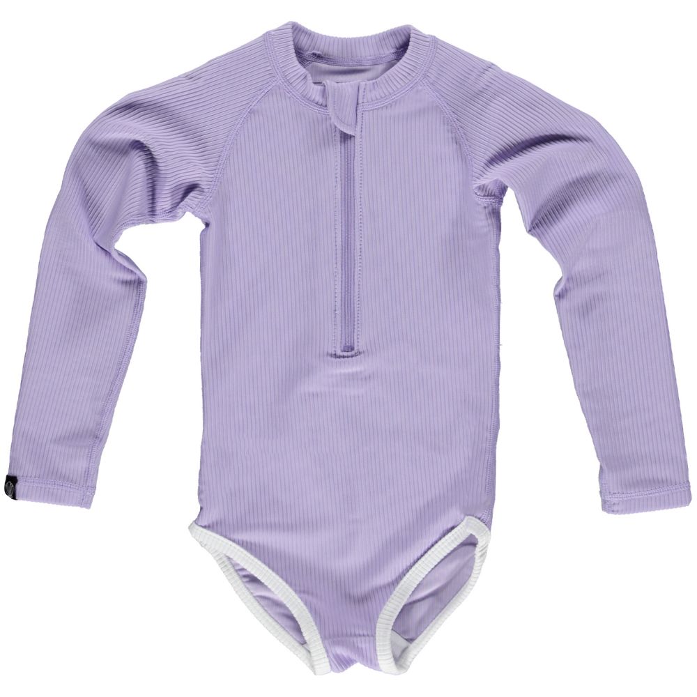Beach & Bandits Ribbed Swimsuit Long Sleeve - Lavender
