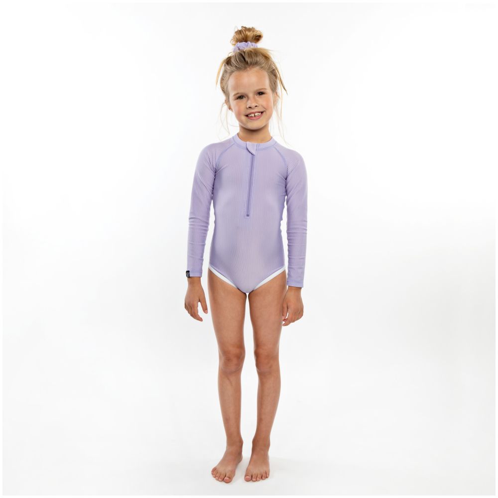Beach & Bandits Ribbed Swimsuit Long Sleeve - Lavender