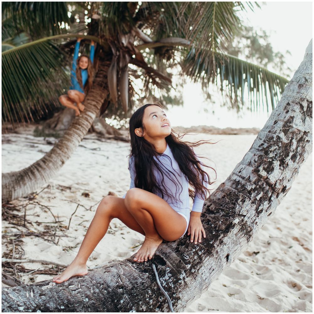 Beach & Bandits Ribbed Swimsuit Long Sleeve - Lavender