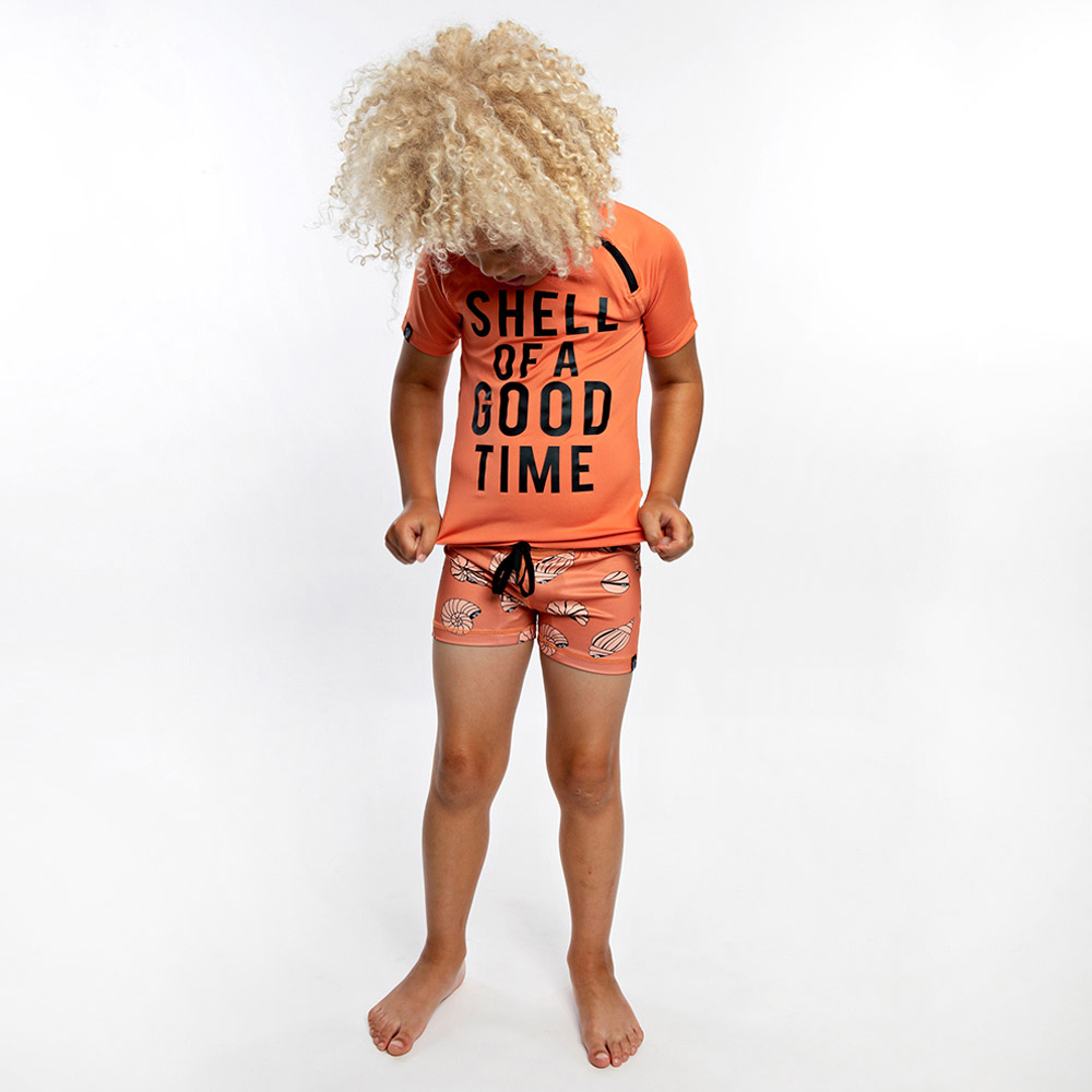 Beach & Bandits Shell of a Good Time Swim T-Shirt - Orange