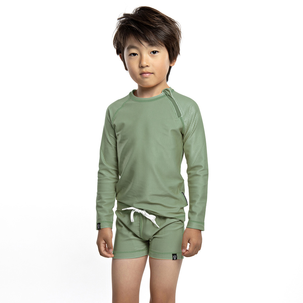 Beach & Bandits Basil Ribbed Long Sleeve Swim T-Shirt - Green