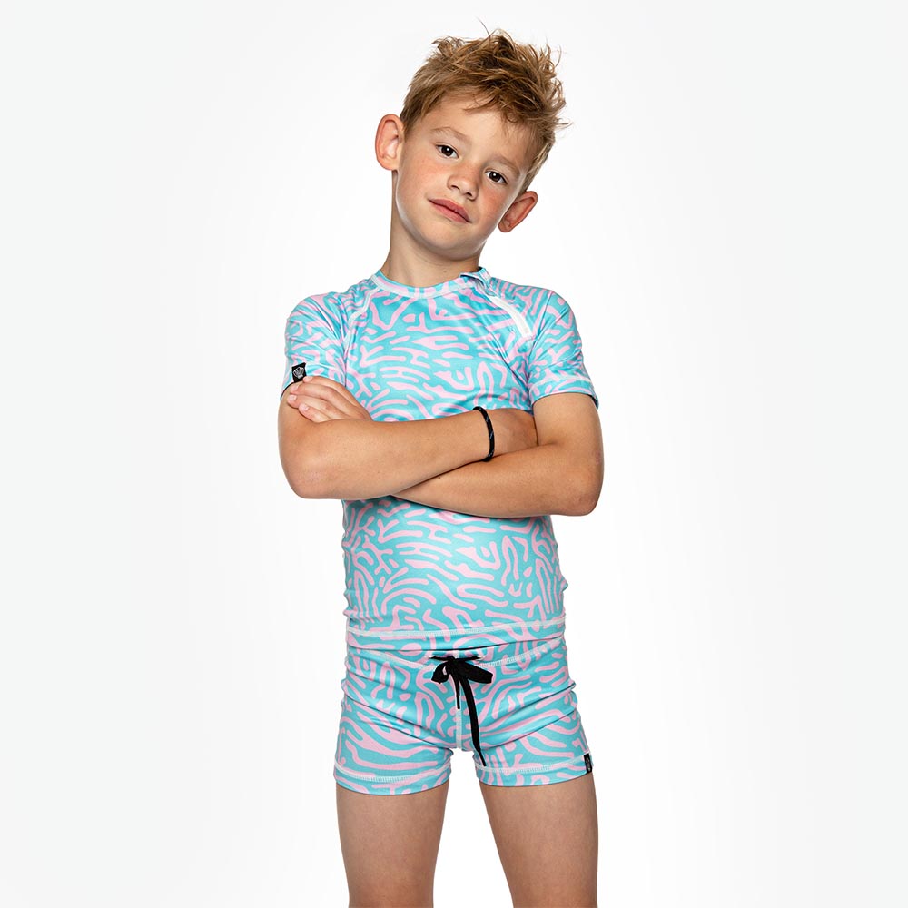 Beach & Bandits Crazy Coral Swim T-Shirt - Blue/Pink