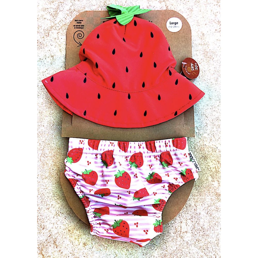 Zoocchini - Baby Swim Diaper & Sun Hat Set - Strawberry