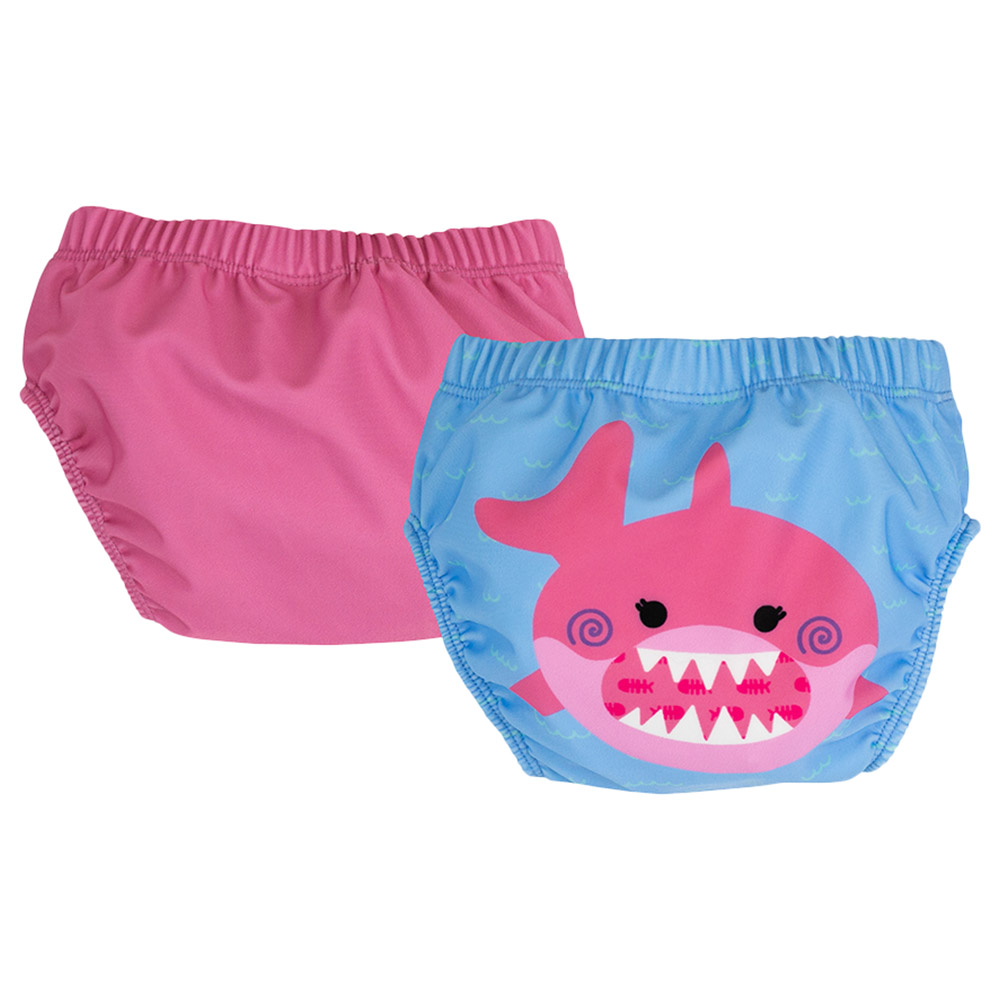 Zoocchini - 2pc-Set - Reusable Swim diapers - Pink Shark