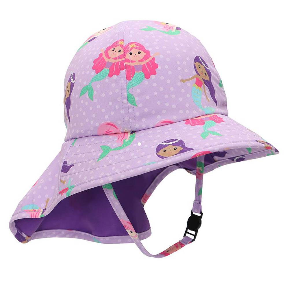 Zoocchini Girls' Mermaid Cape Sun Hat - UPF 50+
