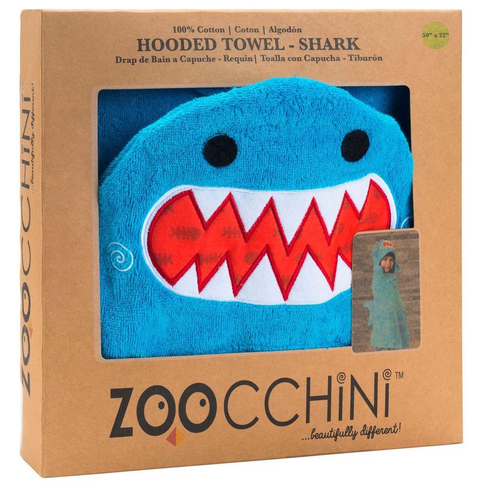 Zoocchini - Hooded Towel - Sherman the Shark - Blue