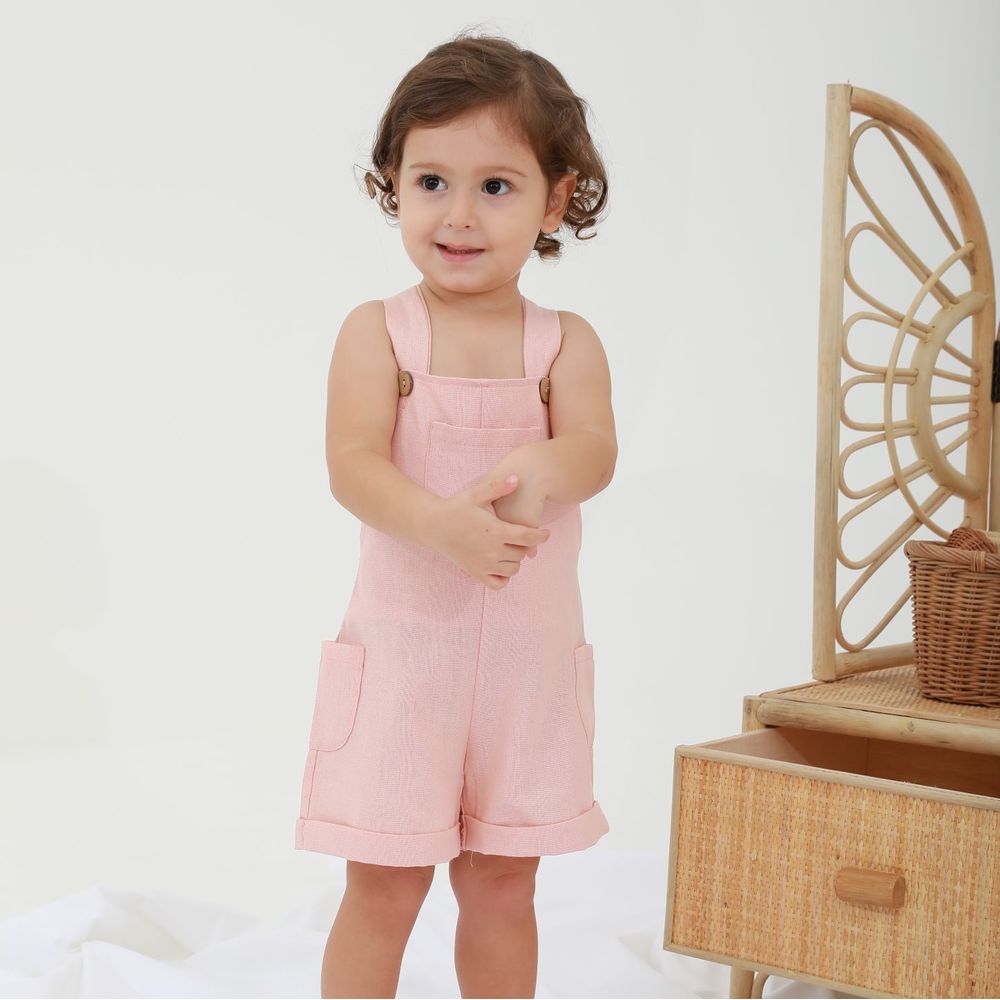 Mon.amelissa Girls Linen Jumpsuit - Rose