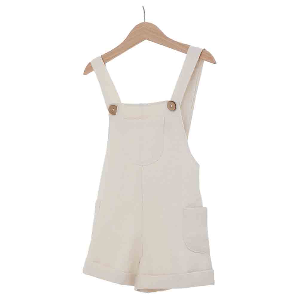 Mon.amelissa Girls Linen Jumpsuit - Beige