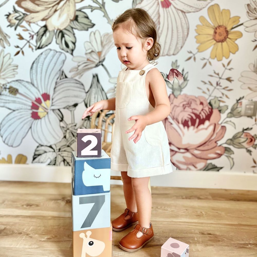 Mon.amelissa Girls Linen Jumpsuit - Beige