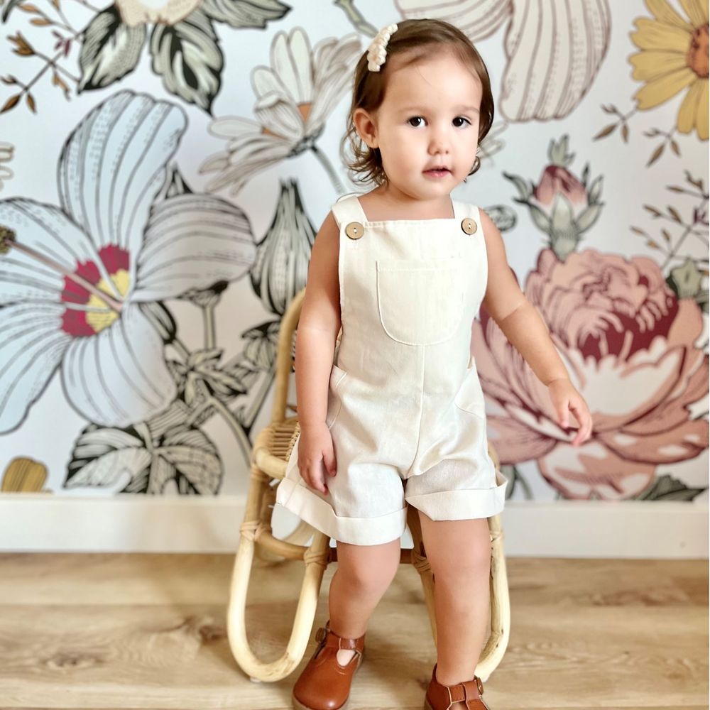 Mon.amelissa Girls Linen Jumpsuit - Beige
