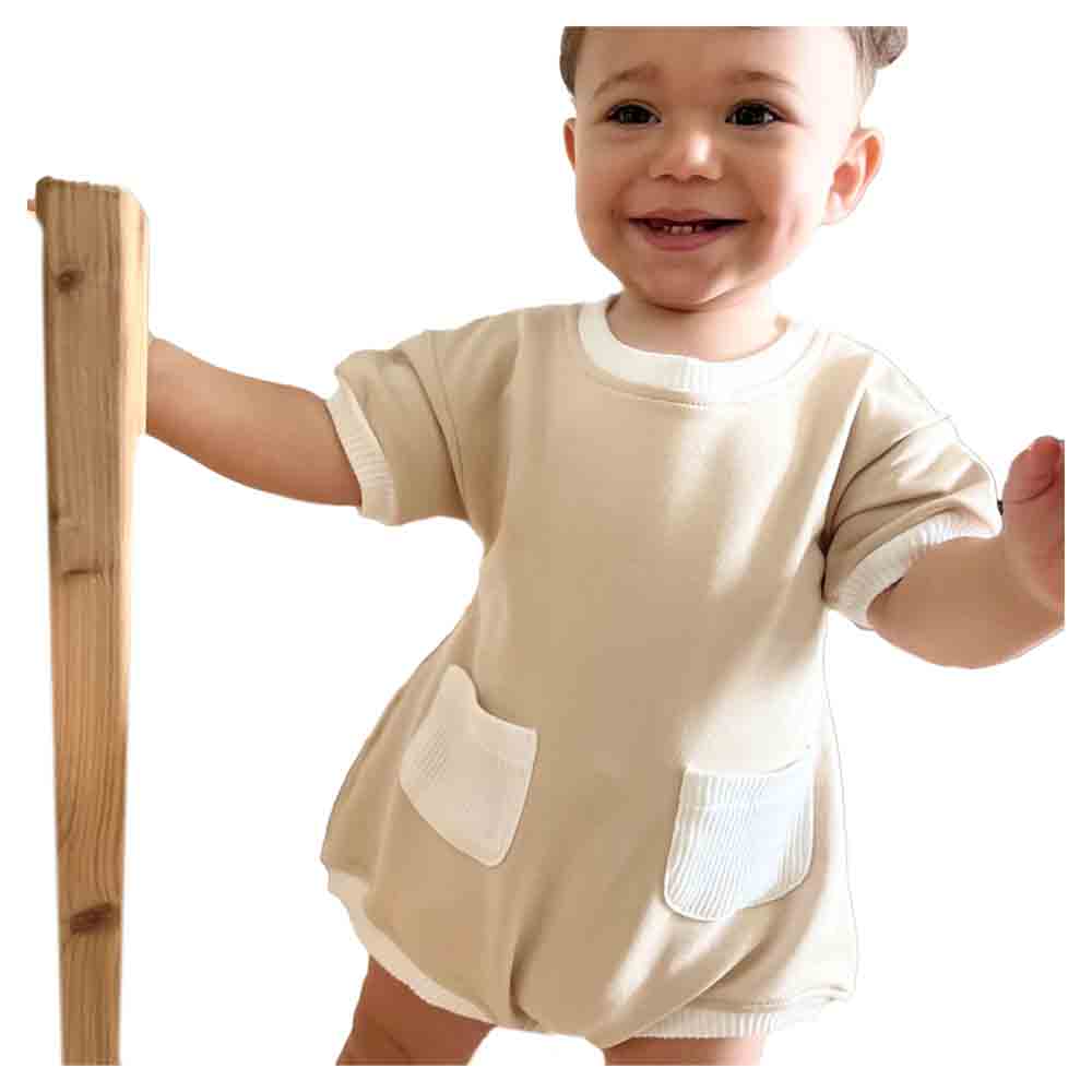 Mon.amelissa Terry Summer Lounge Romper - Beige