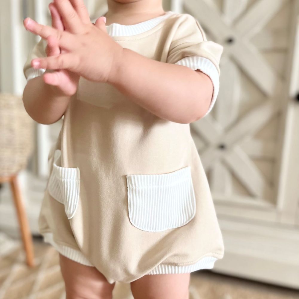 Mon.amelissa Terry Summer Lounge Romper - Beige