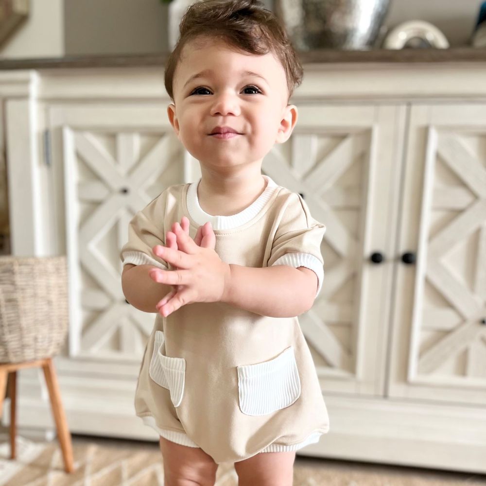 Mon.amelissa Terry Summer Lounge Romper - Beige