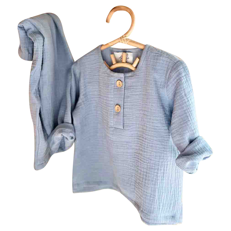 Mon.amelissa Muslin Long Pants & Shirt Sky - Blue - 2 Pcs