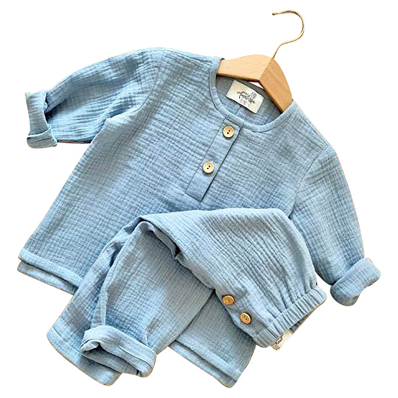 Mon.amelissa Muslin Long Pants & Shirt Sky - Blue - 2 Pcs