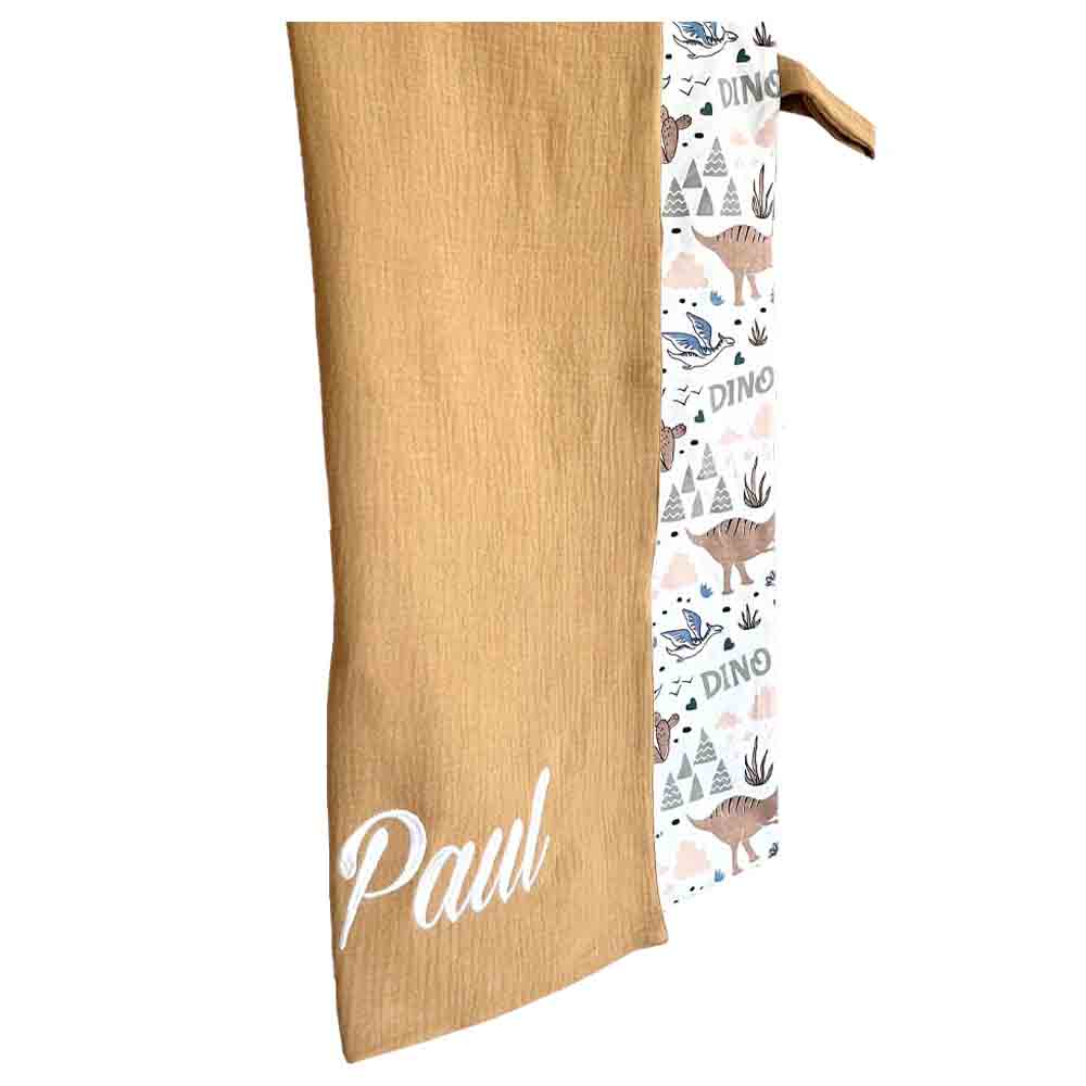 Mon.Amelissa - Baby Blanket Muslin Cotton 100cm - Brown Dinos