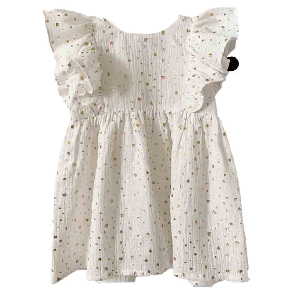 Mon.amelissa Personalized Elissa Boho Muslin Dress White - Gold