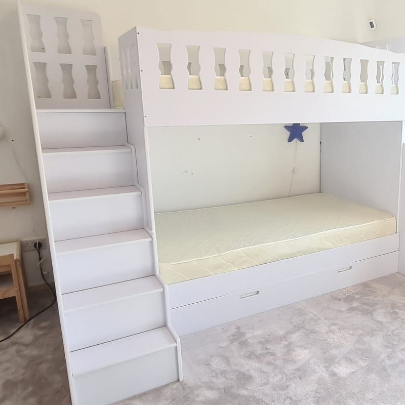 Moon Kids - Bunk Bed with Steps, Slide & Trundle