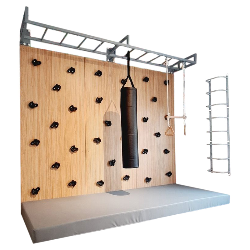 Moon Kids Climbing Wall with Bars Ladder & Safety Mat 3 Panels