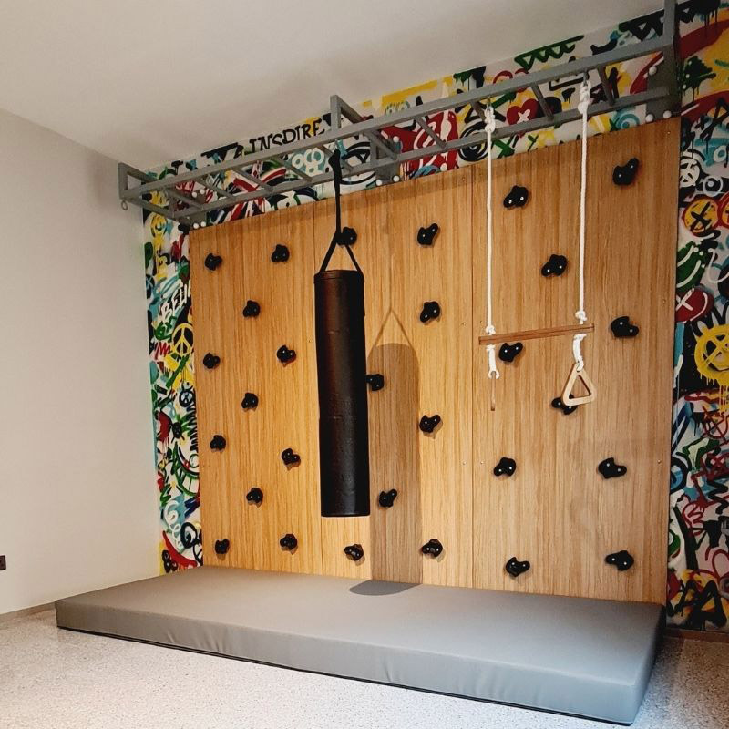 Moon Kids Climbing Wall with Bars Ladder & Safety Mat 3 Panels