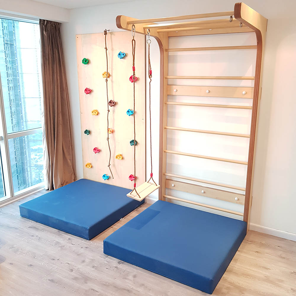 MK - Swedish Wall & 1 Panel Climbing Wall Set with Safety Mattress