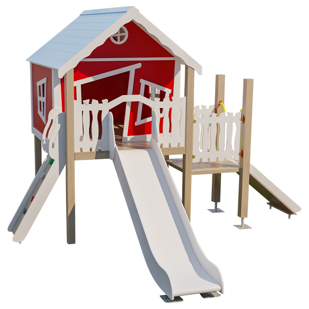 Moon Kids - Playhouse with Climbing Wall Ramp & Platform