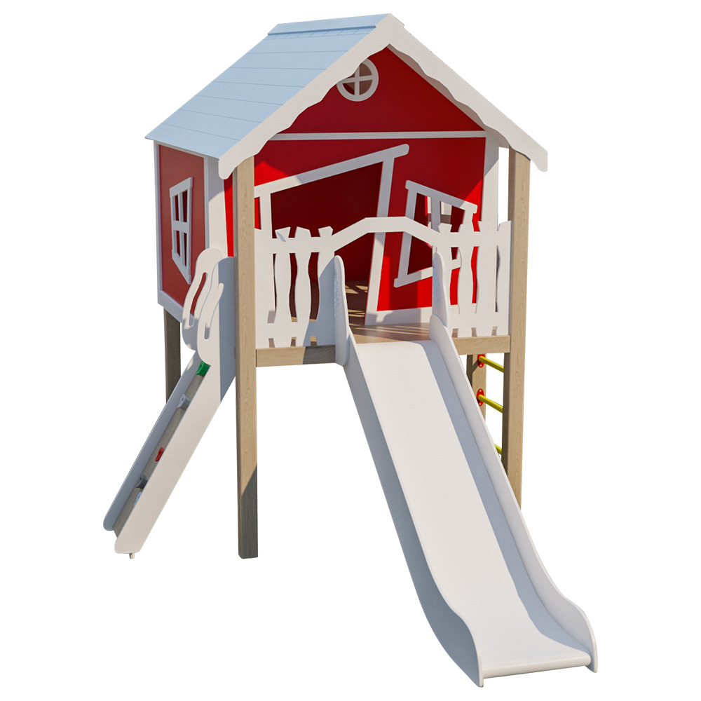 Moon Kids - Explorer Playhouse with Climbing Wall Ramp & Slide