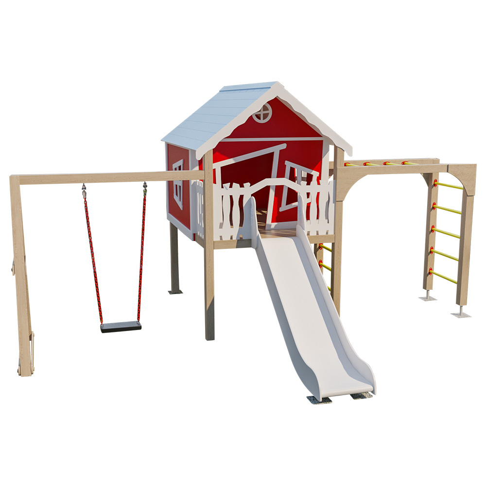 Moon Kids - Explorer Playhouse with Monkey Bars, Slide & Swing