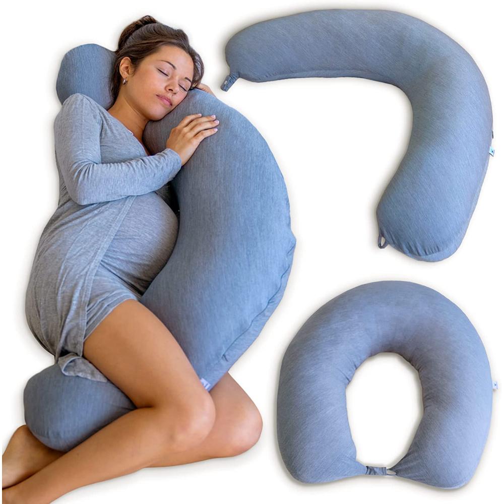 Pharmedoc - Cooling Fabric Crescent Full Body Pillow - Dark Grey