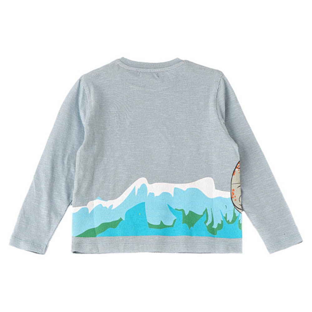 Jam Printed Knitted Full Sleeve T-Shirt - Blue