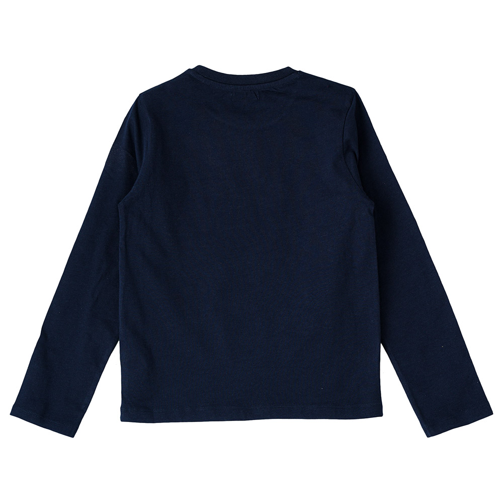 Jam Knit Full Sleeves with Sequin Print Top - Navy Blue