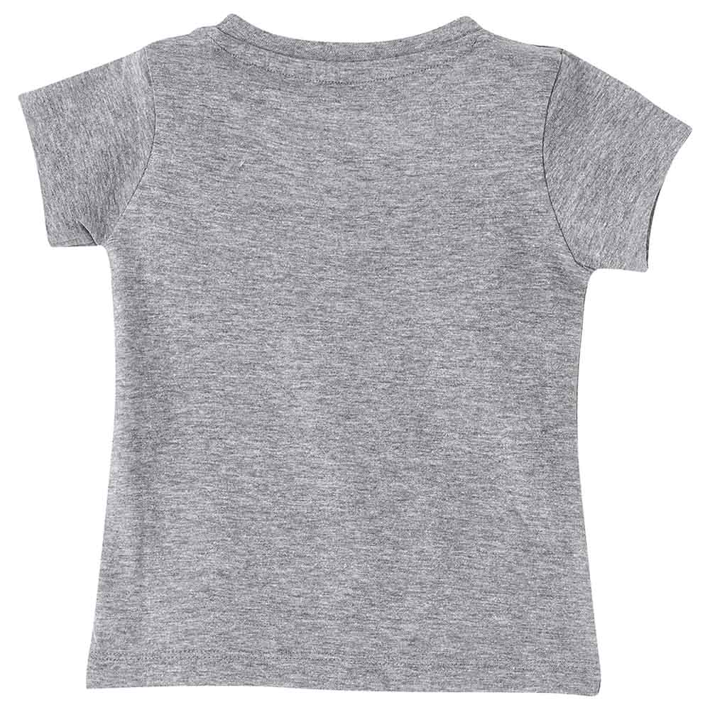 Jelliene Girls Basic Round Neck Graphic T-Shirt Faded - Grey