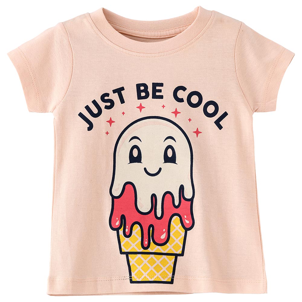 Jelliene Girls Basic Round Neck Graphic T-Shirt - Pink