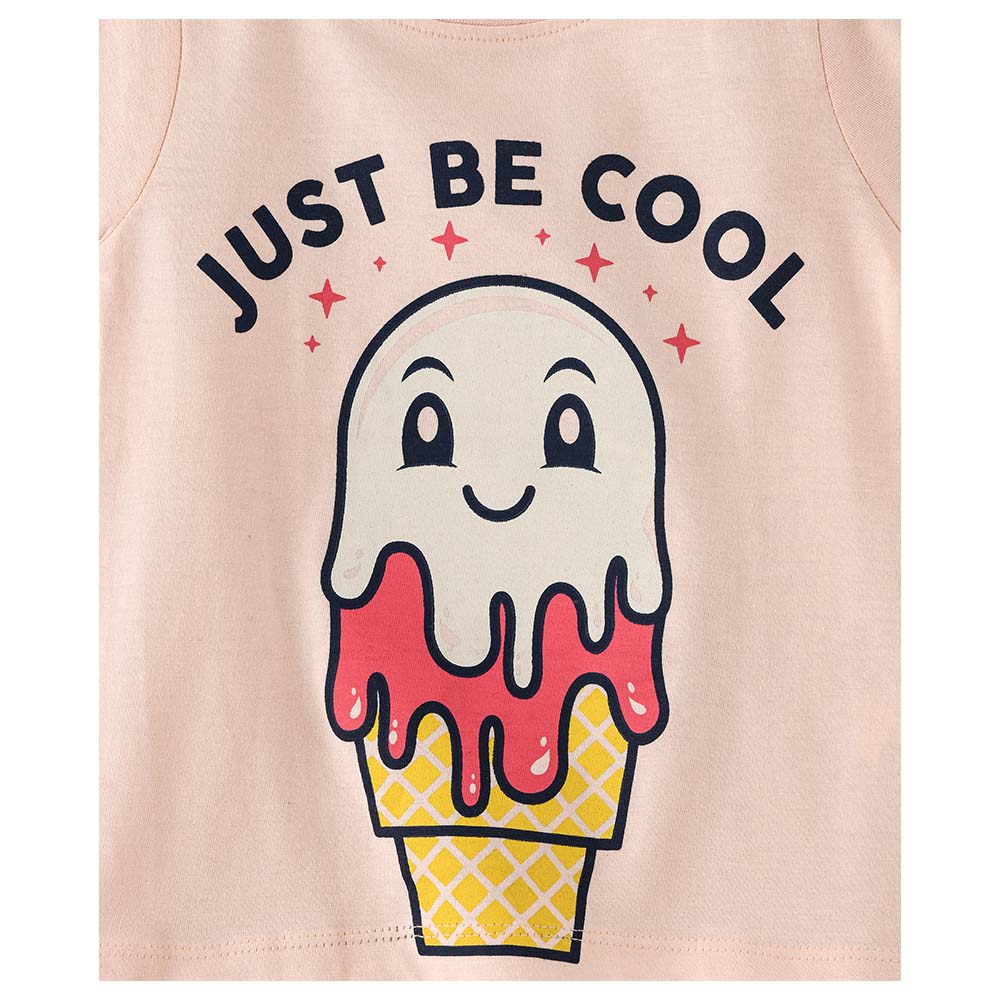 Jelliene Girls Basic Round Neck Graphic T-Shirt - Pink