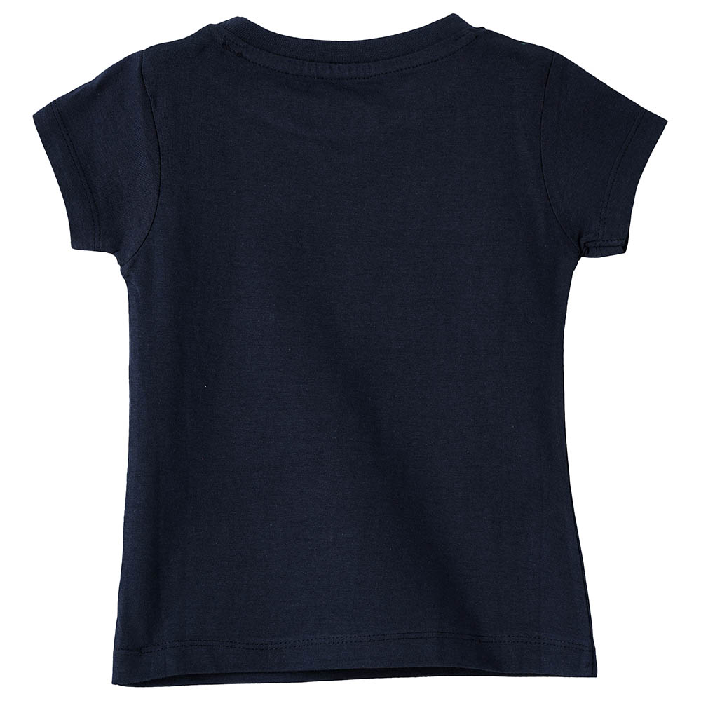 Jelliene Girls Basic Round Neck Graphic T-Shirt - Dark Blue