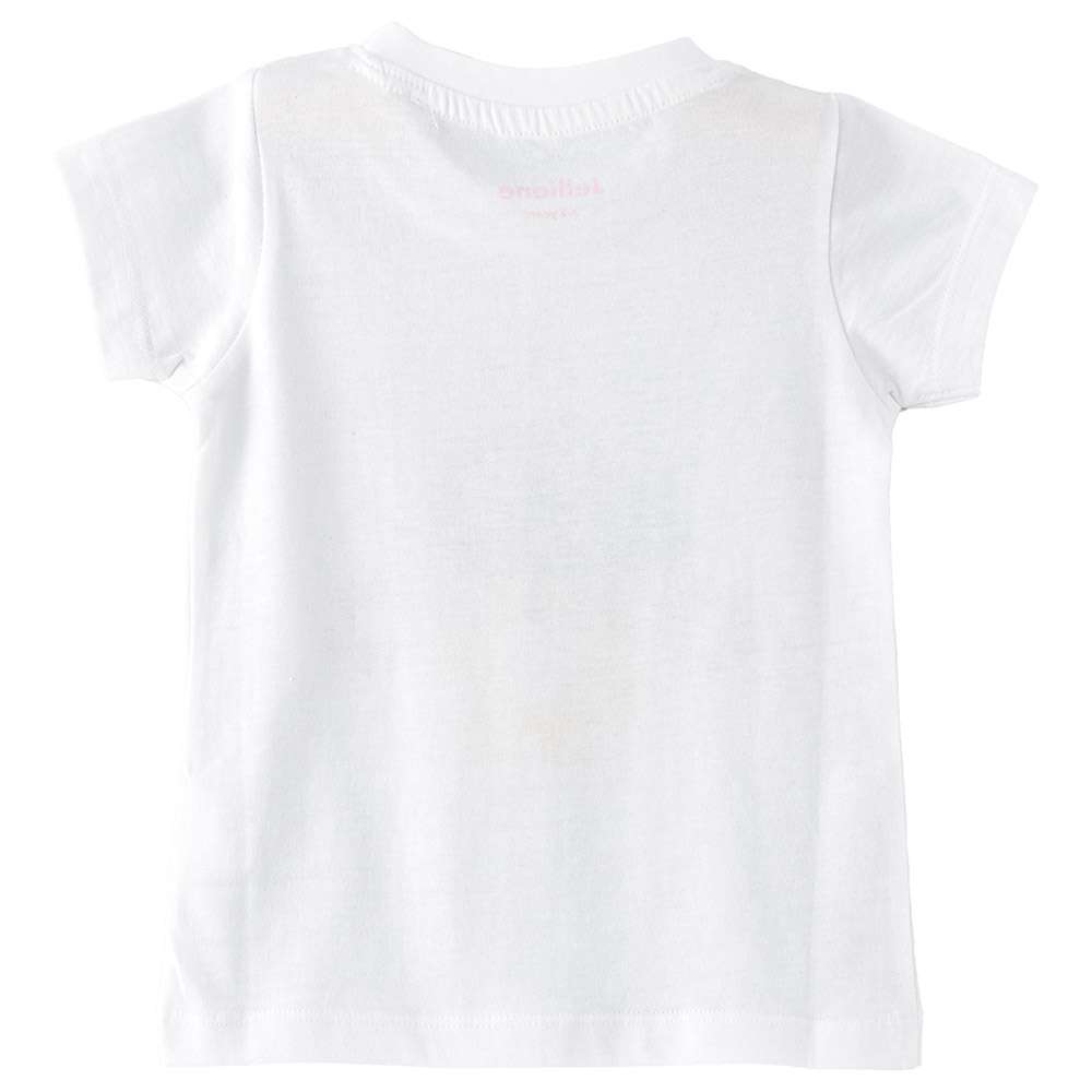 Jelliene Girls Floral Basic Round Neck Graphic T-Shirt - White