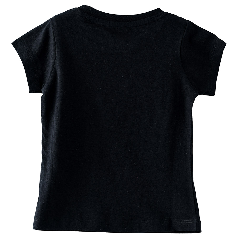 Jelliene Girls Basic Round Neck Graphic T-Shirt - Black