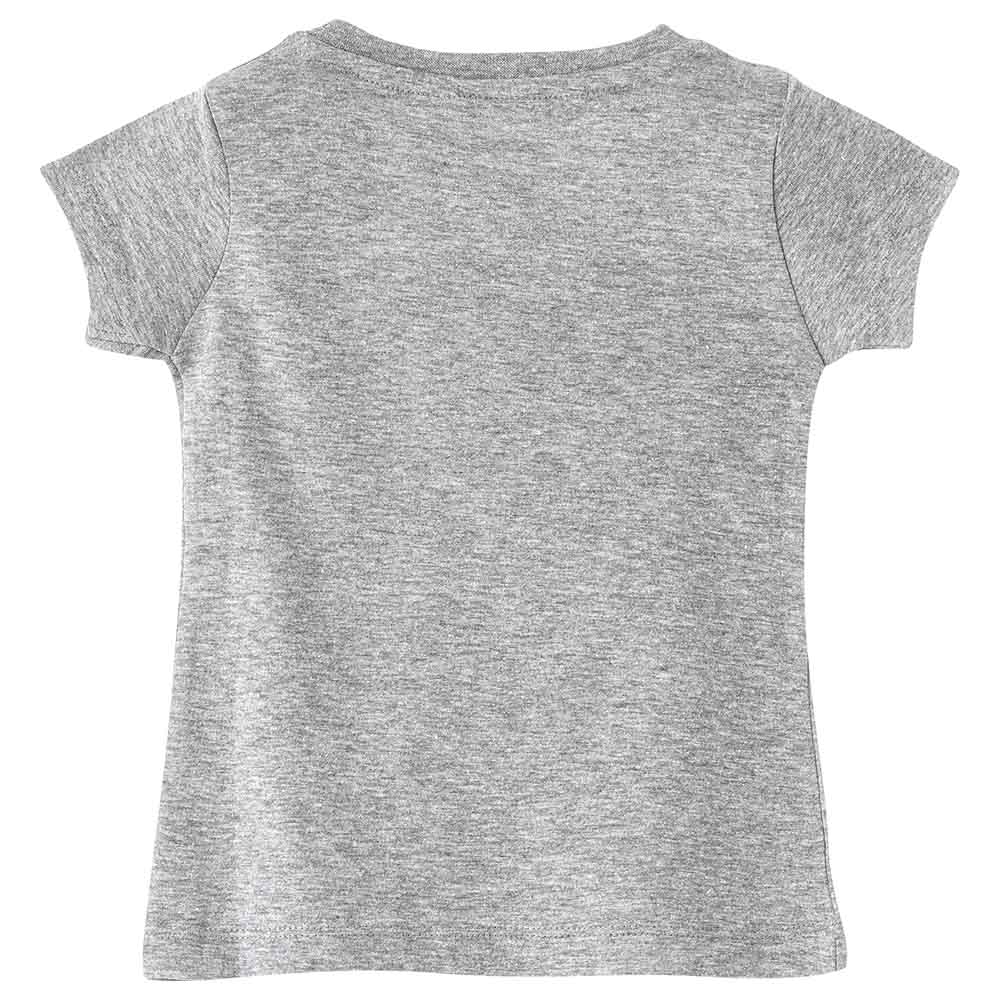 Jelliene Girls Printed Basic Round Neck Graphic T-Shirt - Grey