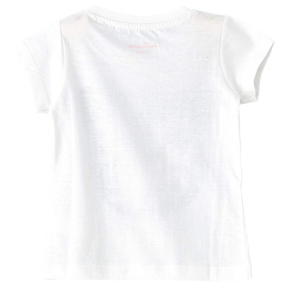 Jelliene Girls Basic Round Neck Graphic T-Shirt Bright - White