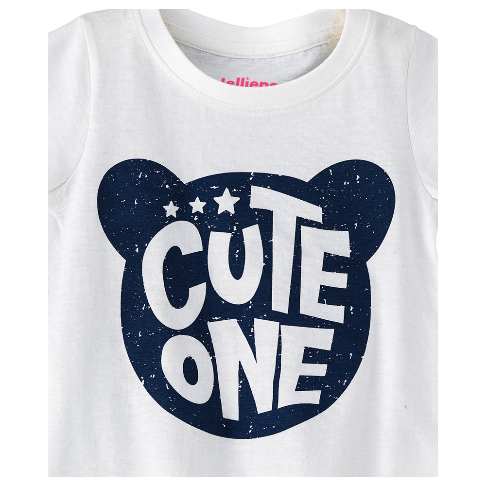 Jelliene Girls Basic Round Neck Graphic T-Shirt Bright - White