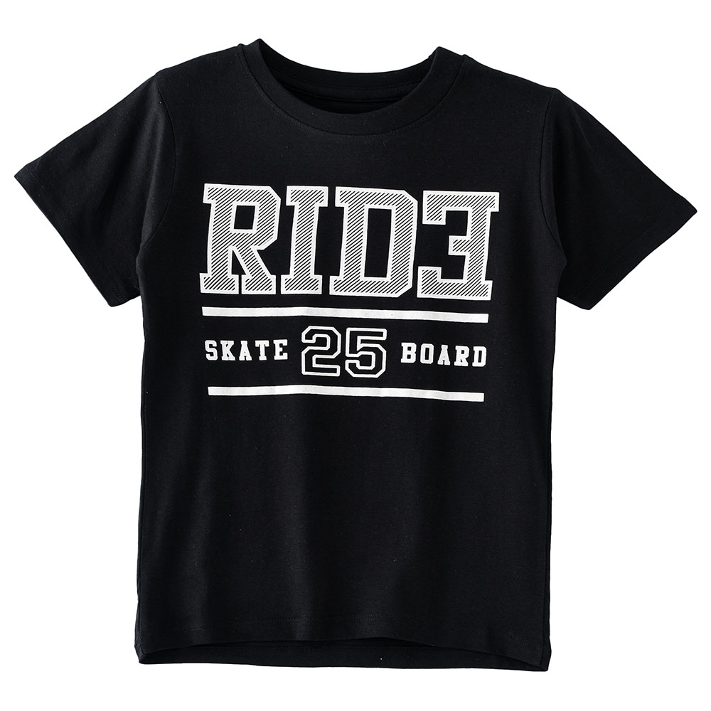 Jam Boys Basic Round Neck Graphic T-Shirt - Black