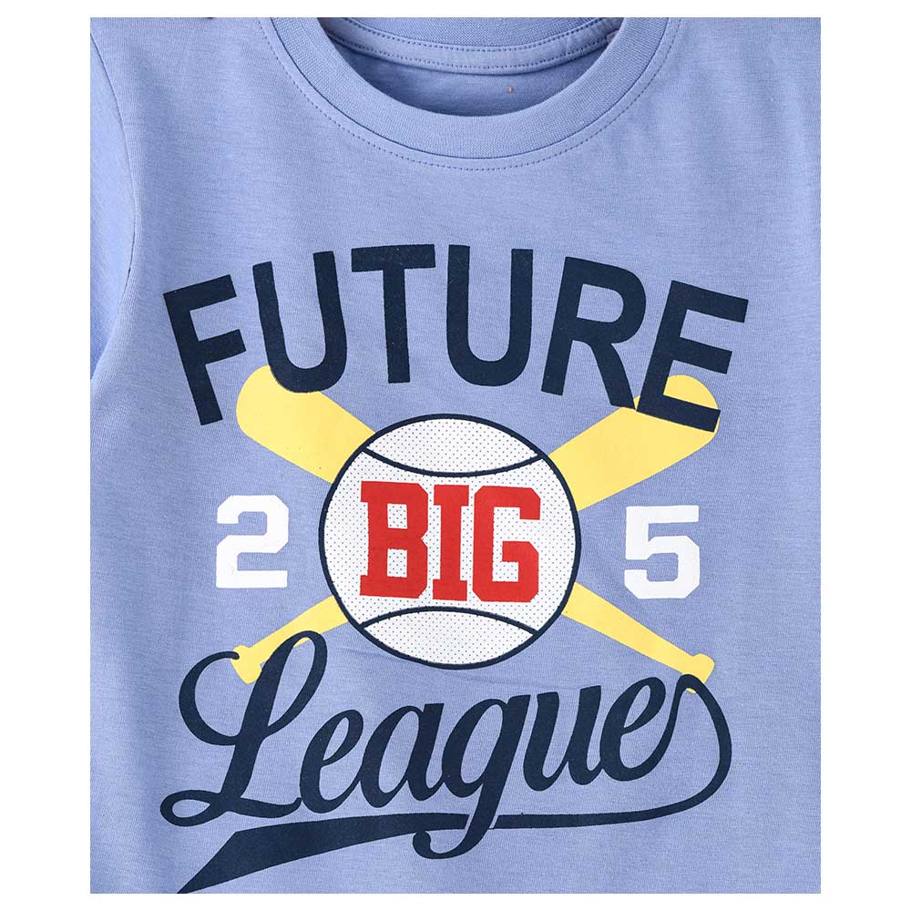 Jam Boys Basic Round Neck Graphic T-Shirt Sky - Blue
