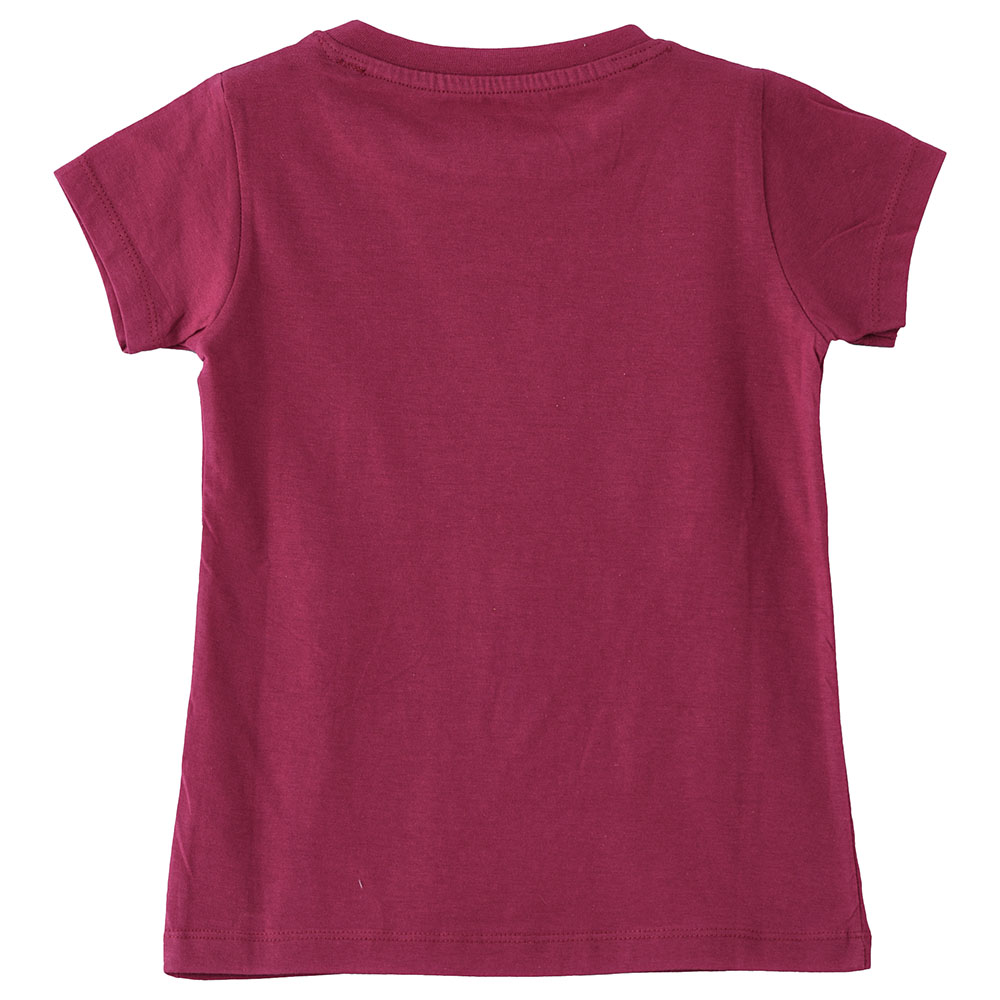 Jelliene Girls Basic Round Neck Graphic T-Shirt - Purple
